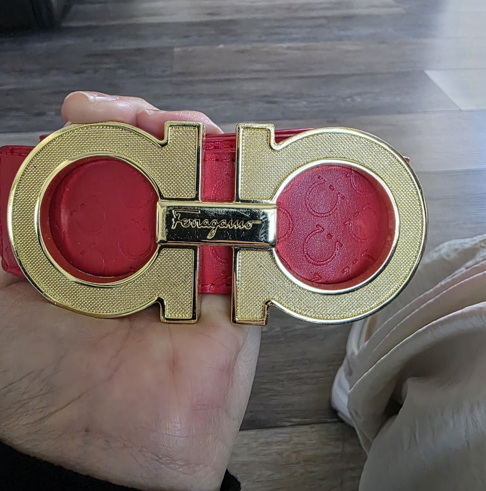 Salvatore Ferragamo Red and Gold Women's Belt